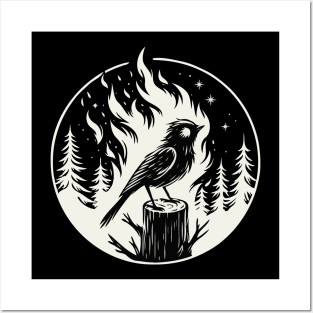 Bird Burning Woods Posters and Art